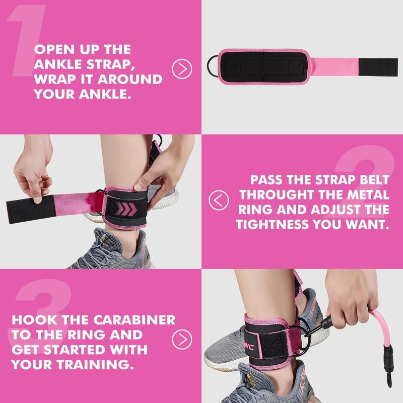 Ankle Resistance Band Set, Including 3 Counts Resistance Band & 2 Counts Ankle Strap & 1 Count Carry Bag, Summer Ankle Stretching Band Set, Leg & Hip Training Equipment for Home Gym Workout, Workout Equipment,Best Christmas Gift for Mom/Gir